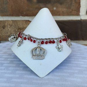 Handmade Silver Crown Charm Bracelet